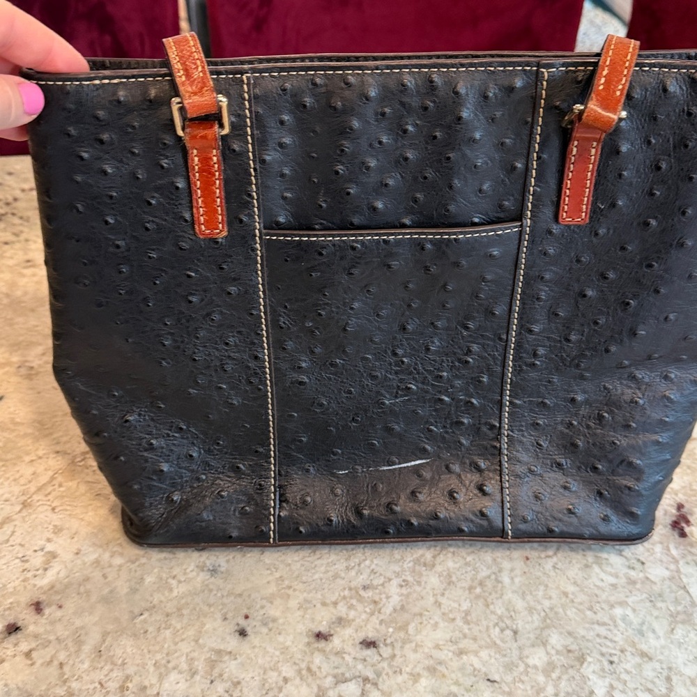 Dooney & Bourke Black Tote with Brown Leather Straps - Picture 5 of 9